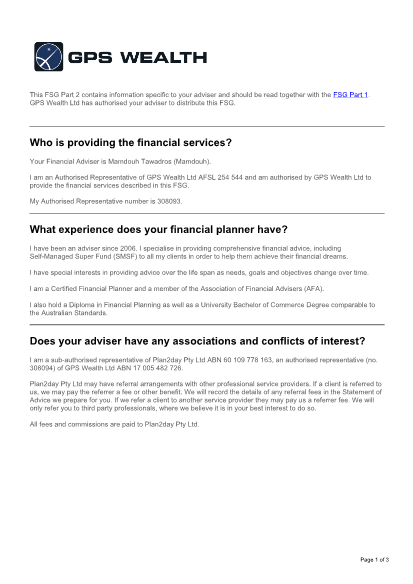 Financial Service Guide Part 2